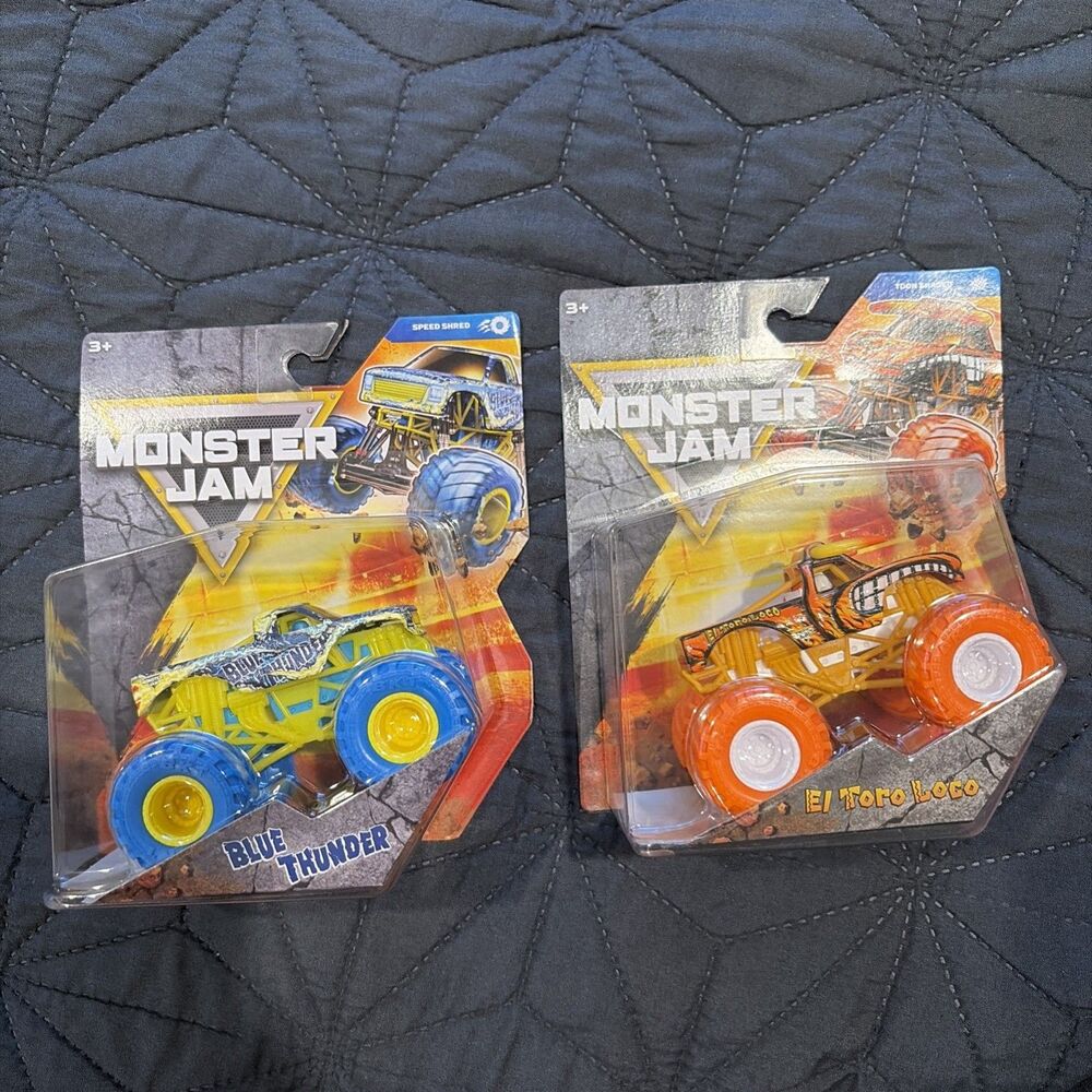 SPIN MASTER MONSTER JAM 2026 BLUE THUNDER & El Toro Loco SERIES 45 TRUCKS NEW!